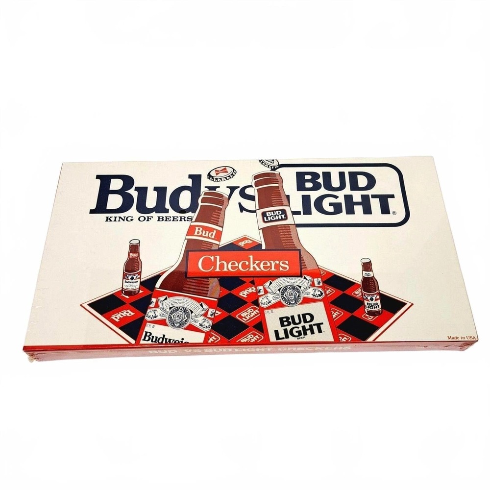 Budweiser vs Bud Light Checkers Board Game Vintage Sealed New Old Stock USA